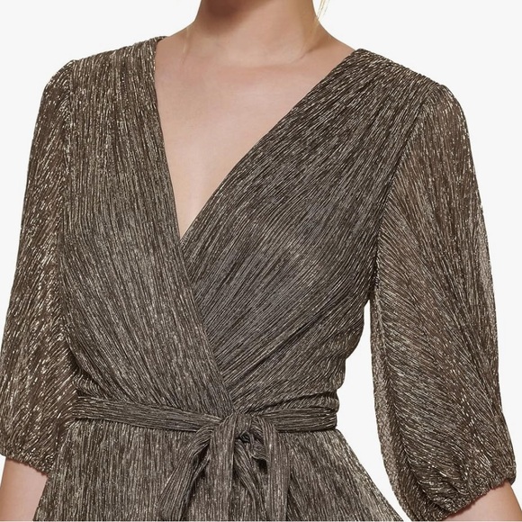 NWT. Eliza J Womens Elbow Sleeve V-Neck Long Dress - Picture 8 of 16